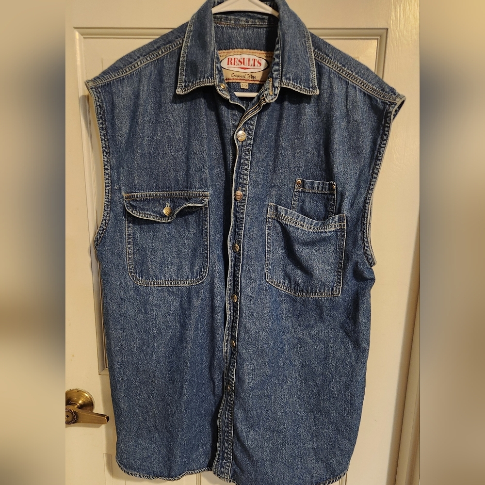 Results Men's Classic Blue Denim S/L Shirt , Size S